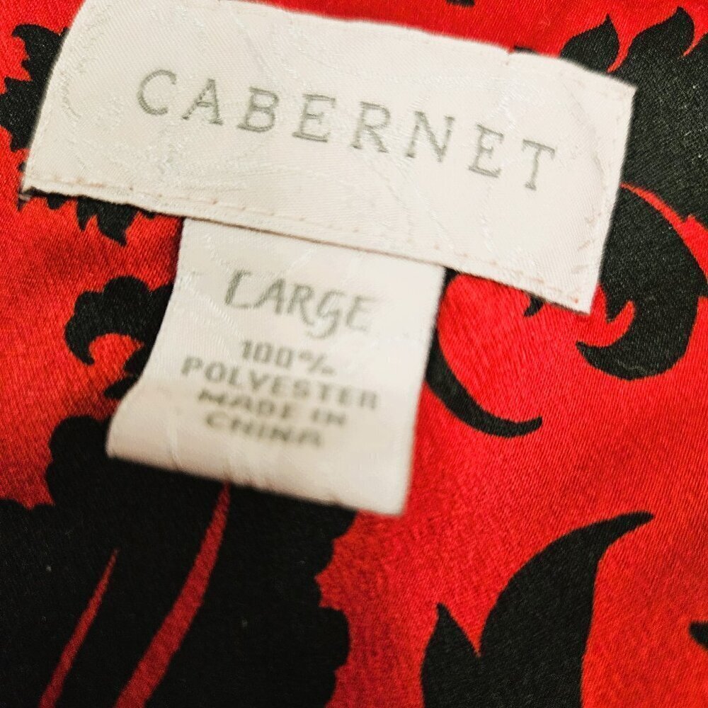 Cabernet Womens Red/Black Floral Luxurious Silky Pajama Set Size Large - Picture 8 of 9